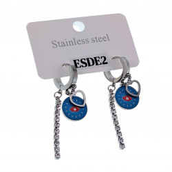 Oorbellen Dames - Gepolijst RVS - ∅13mm Oorringen met Drei Hangers