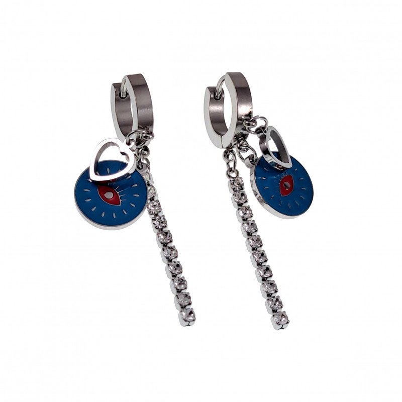 Oorbellen Dames - Gepolijst RVS - ∅13mm Oorringen met Drei Hangers