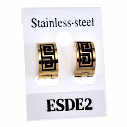 ∅13mm x 7mm Oorringen Unisex Verguld RVS Oorbellen met Grieks Details