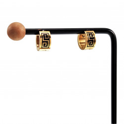 ∅13mm x 7mm Oorringen Unisex Verguld RVS Oorbellen met Grieks Details
