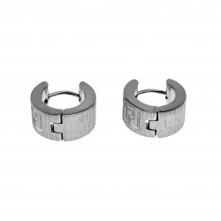 ∅13mm Oorringen Unisex - Geborsteld RVS - Oorbellen met Grieks Details