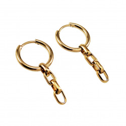 ∅16mm Oorringen Dames - Verguld RVS - Oorbellen met Ketting-Hanger