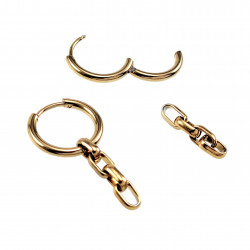∅16mm Oorringen Dames - Verguld RVS - Oorbellen met Ketting-Hanger