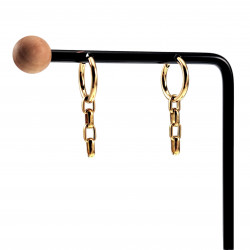 ∅16mm Oorringen Dames - Verguld RVS - Oorbellen met Ketting-Hanger