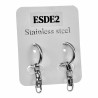 ∅16mm Oorringen Dames - Gepolijst RVS - Oorbellen met Ketting-Hanger