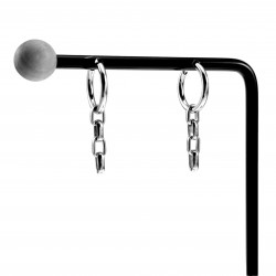 ∅16mm Oorringen Dames - Gepolijst RVS - Oorbellen met Ketting-Hanger
