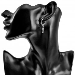 ∅16mm Oorringen Dames - Gepolijst RVS - Oorbellen met Ketting-Hanger