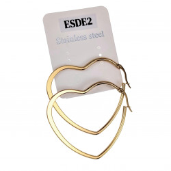 ∅50mm Oorbellen Dames - Verguld RVS - Hart Oorringen