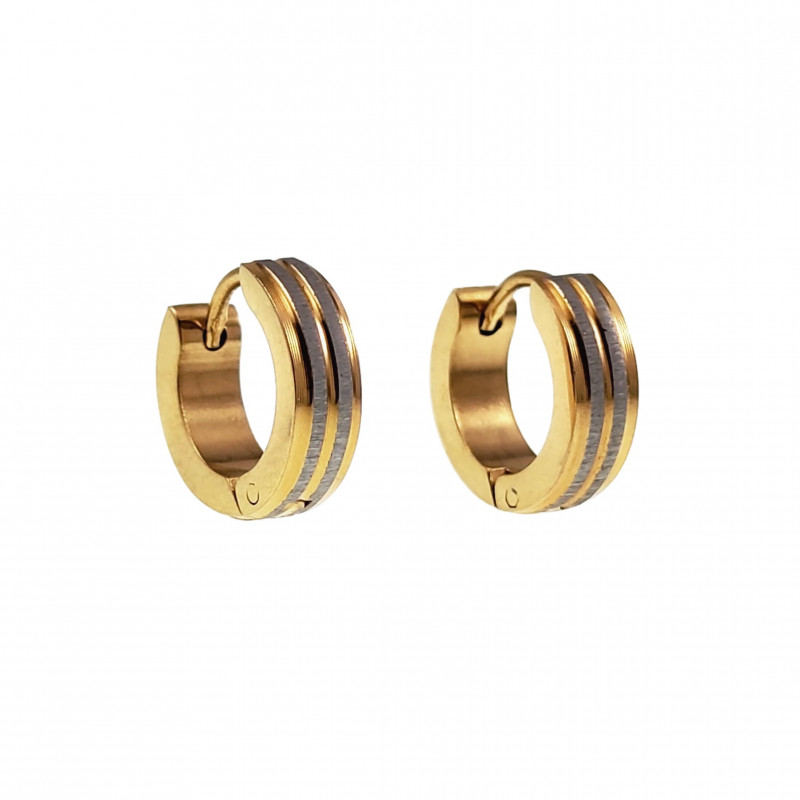 ∅13mm x 4mm Oorringen Unisex - Verguld RVS - Bicolor Oorbellen ∅13mm x 4mm Oorringen Unisex - Verguld RVS - Bicolor Oorbellen