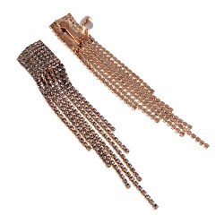 Clip-on Oorbellen - 99mm Lang - Roségouden Oorclips met Zirkoniasteen