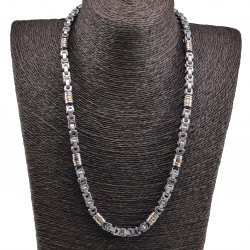 60cm Koningsketting Heren - Bicolor Staal Byzantijnse Schakelketting