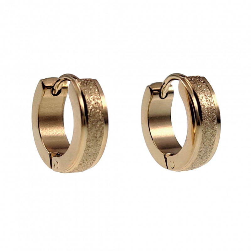 ∅13mm x 4mm Oorringen Unisex - Verguld RVS - Oorbellen met Zand-Design ∅13mm x 4mm Oorringen Unisex - Verguld RVS - Oorbellen met Zand-Design
