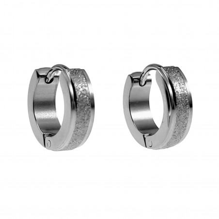 ∅13mm x 4mm Oorringen Unisex - Gepolijst RVS Oorbellen met Zand-Design