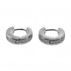 ∅13mm x 4mm Oorringen Unisex - Gepolijst RVS Oorbellen met Zand-Design