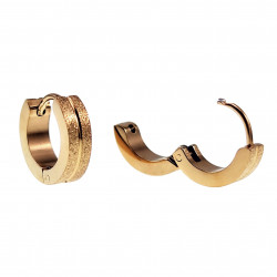∅13mm x 4mm Oorringen Unisex - Zand-Design - Verguld RVS - Oorbellen met Streep