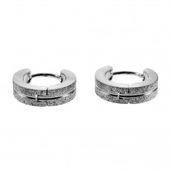 ∅13mm x 4mm Oorringen met Streep Unisex - Zand-Design - Gepolijst RVS