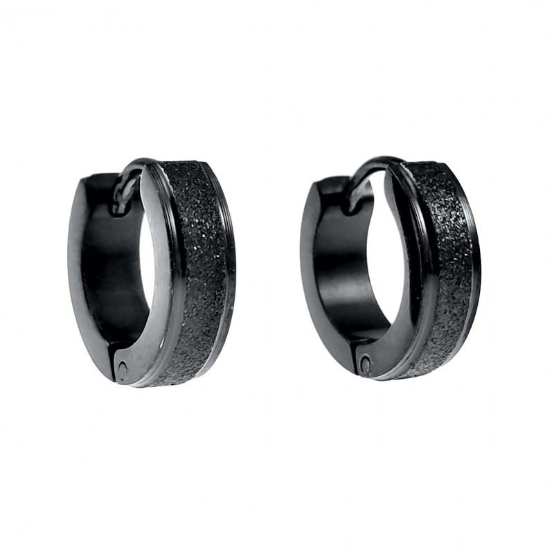 ∅13mm x 4mm Oorringen met Streep Unisex - Zand-Design - Gepolijst RVS ∅13mm x 4mm Oorringen met Streep Unisex - Zand-Design - Gepolijst RVS