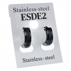 ∅13mm x 4mm Oorringen met Streep Unisex - Zand-Design - Gepolijst RVS