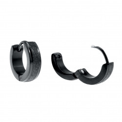 ∅13mm x 4mm Oorringen met Streep Unisex - Zand-Design - Gepolijst RVS