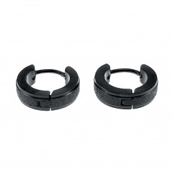 ∅13mm x 4mm Oorringen met Streep Unisex - Zand-Design - Gepolijst RVS