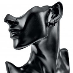 ∅13mm x 4mm Oorringen met Streep Unisex - Zand-Design - Gepolijst RVS