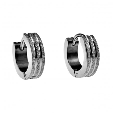 ∅13mm x 4mm Oorringen met Twee Groeven Unisex - Zand-Design - RVS