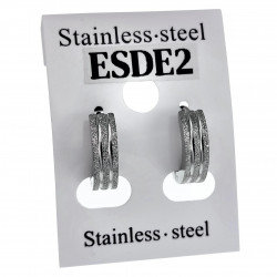∅13mm x 4mm Oorringen met Twee Groeven Unisex - Zand-Design - RVS