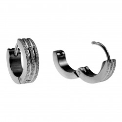 ∅13mm x 4mm Oorringen met Twee Groeven Unisex - Zand-Design - RVS
