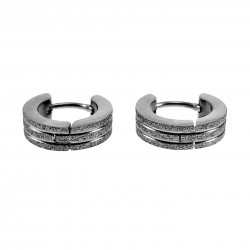 ∅13mm x 4mm Oorringen met Twee Groeven Unisex - Zand-Design - RVS