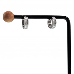 ∅13mm x 4mm Oorringen met Twee Groeven Unisex - Zand-Design - RVS