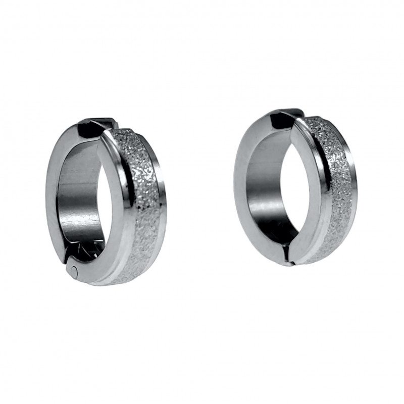 ∅13mm x 4mm Klem Oorringen Unisex Zand-Design RVS - Geen Gaatje Nodig ∅13mm x 4mm Klem Oorringen Unisex Zand-Design RVS - Geen Gaatje Nodig