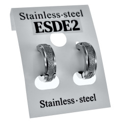 ∅13mm x 4mm Klem Oorringen Unisex Zand-Design RVS - Geen Gaatje Nodig