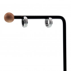 ∅13mm x 4mm Klem Oorringen Unisex Zand-Design RVS - Geen Gaatje Nodig