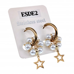 Lange Oorbellen  Ster-Design  Verguld RVS Oorringen met Kristal Hanger