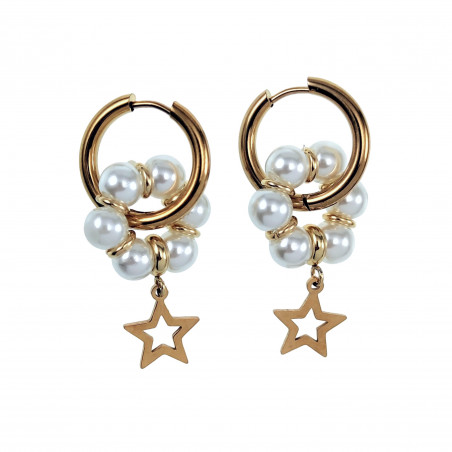 Lange Oorbellen  Ster-Design  Verguld RVS Oorringen met Kristal Hanger