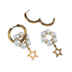 Lange Oorbellen  Ster-Design  Verguld RVS Oorringen met Kristal Hanger