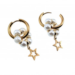 Lange Oorbellen  Ster-Design  Verguld RVS Oorringen met Kristal Hanger