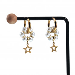 Lange Oorbellen  Ster-Design  Verguld RVS Oorringen met Kristal Hanger
