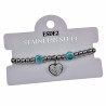 Kralen Armband Dames Gepolijst RVS - Turquoise Armband met Hart Hanger