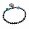 Kralen Armband Dames Gepolijst RVS - Turquoise Armband met Hart Hanger