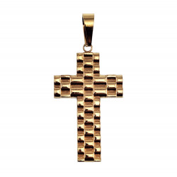 60cm Jasseron-ketting + met Kruis met Horlogebanddetail Verguld RVS