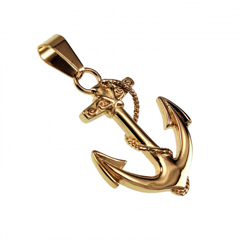 Anker Hanger Heren - Verguld RVS - Nautische Hanger - Ankerhanger Anker Hanger Heren - Verguld RVS - Nautische Hanger - Ankerhanger