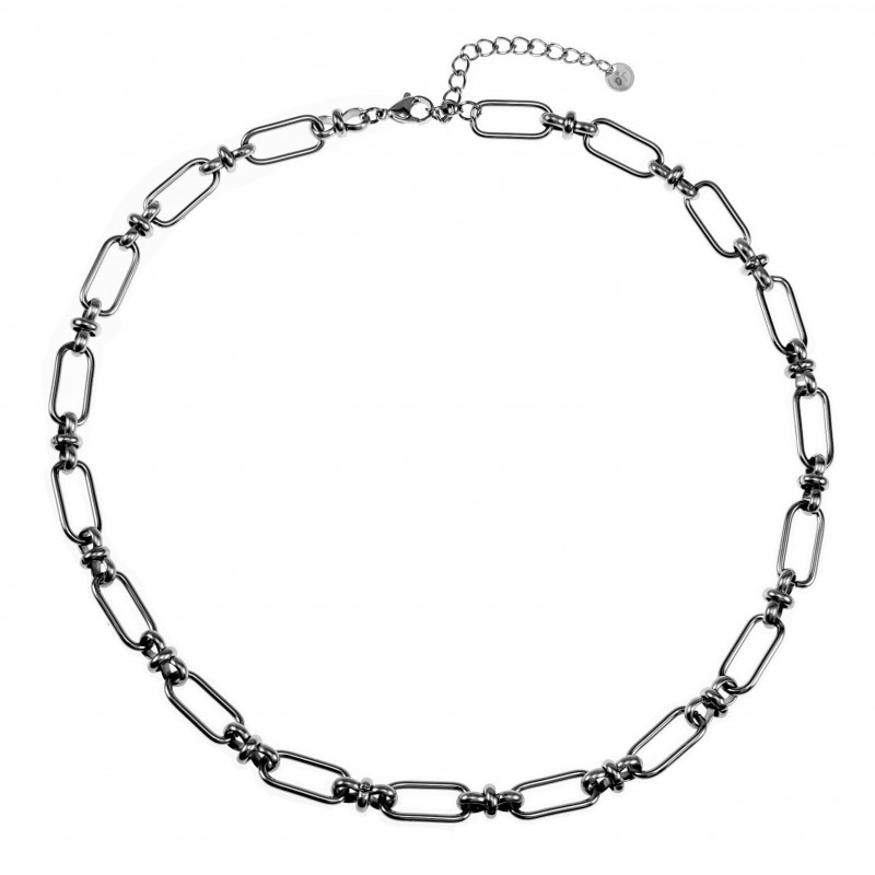 50cm Ketting Dames RVS 14K Wit Goud Plated Ovale Schakel - Verstelbaar 50cm Ketting Dames RVS 14K Wit Goud Plated Ovale Schakel - Verstelbaar
