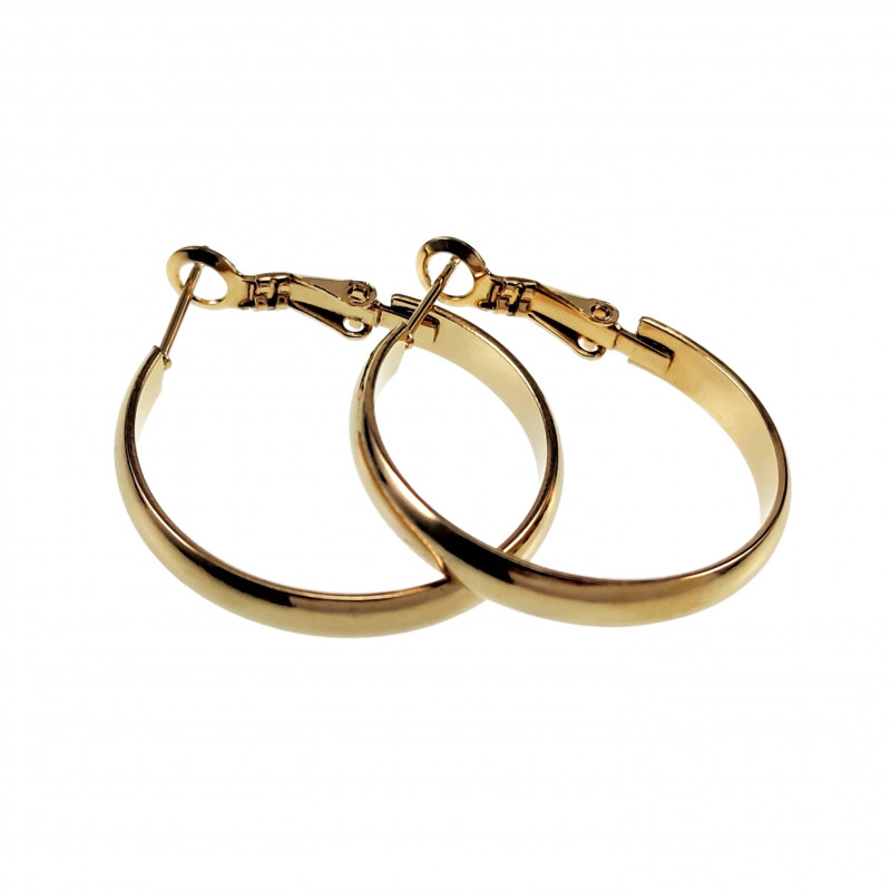 ∅28mm x 3mm Oorringen Dames - Gepolijst Verguld RVS - Oorbellen ∅28mm x 3mm Oorringen Dames - Gepolijst Verguld RVS - Oorbellen