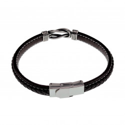 Armband Heren Donkerbruin Leren - RVS Symbool Oneindigheid