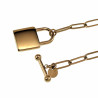 Dames - RVS 14K Goud Plated - Paperclipschakels Armband met Hangslot