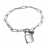 Dames - RVS 14K Wit Goud Plated - Paperclipschakels Armband - Hangslot