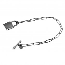 Dames - RVS 14K Wit Goud Plated - Paperclipschakels Armband - Hangslot