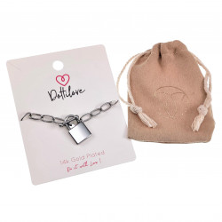 Dames - RVS 14K Wit Goud Plated - Paperclipschakels Armband - Hangslot