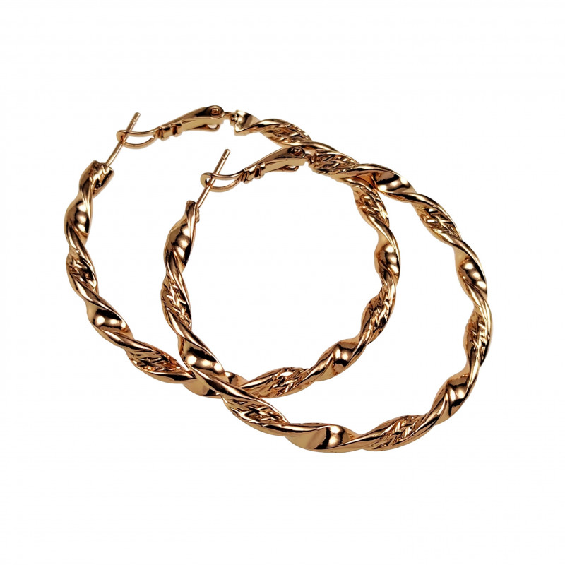 ∅45mm Twisted Oorringen Dames - Roségoud Verguld - Gedraaide Oorbellen